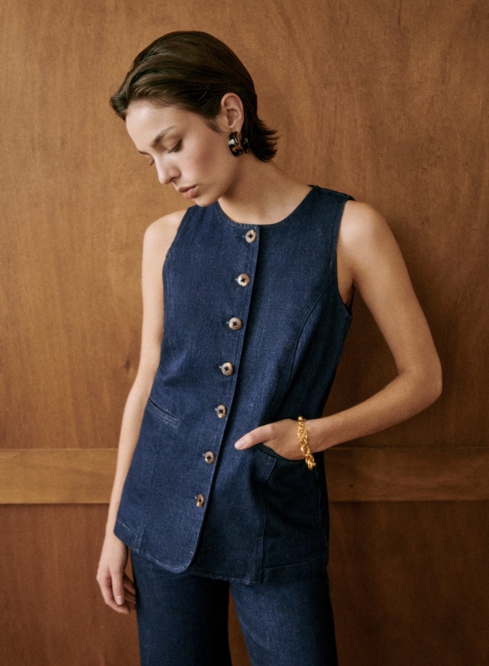Sezane Redo Jacket Indigo Blue - Size 10